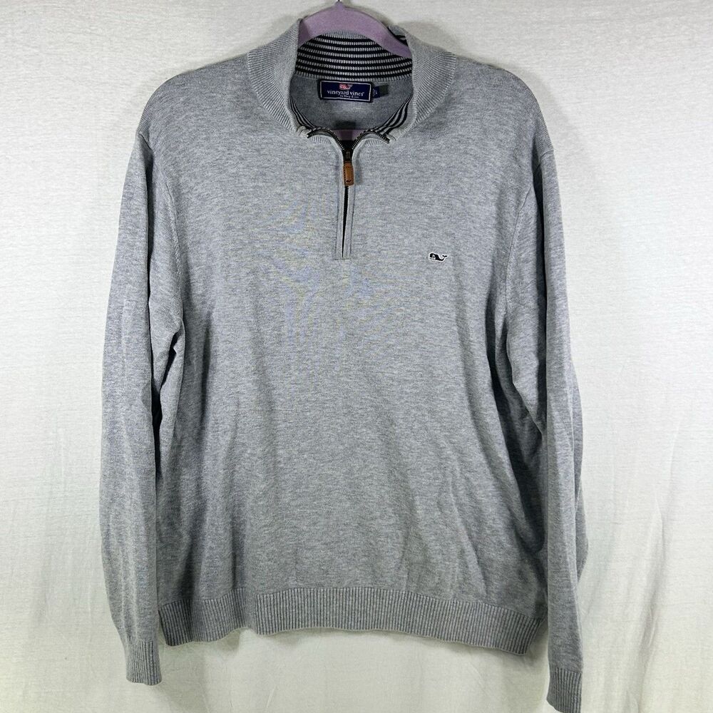 Vineyard Vines Quarter Zip Sweater Pullover In Heather Grey Men’s Size Large
